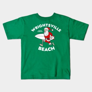 Wrightsville Beach, NC Christmas Vacationing Skiing Santa Kids T-Shirt